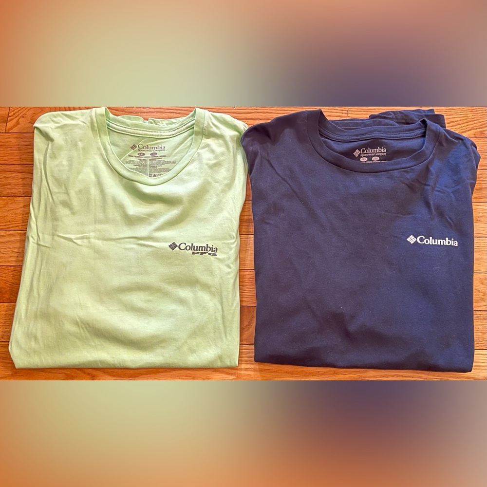 Lot 2 Columbia Green PFG Navy Outdoors Gear Short Sleeve Shirts Men’s XXL